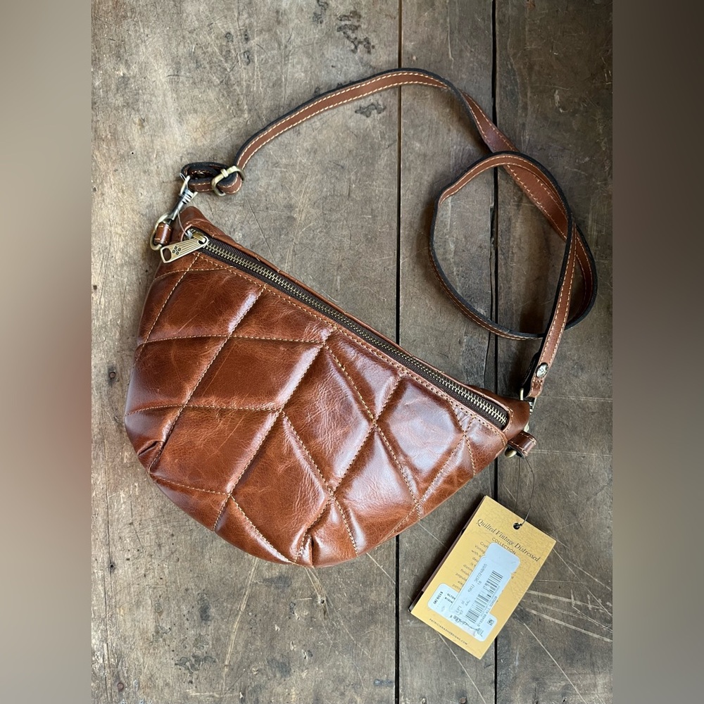 PATRICIA NASH TINCHI BELT BAG CROSSBODY LEATHER TAGS INTACT BRUSHED BRASS